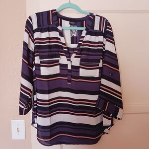 Navy Striped Women's Top